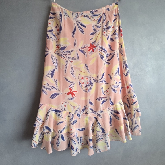 SEE BY CHLOÈ SILK RED, YELLOW, FRILL SKIRT, SIZE US 10, NEW - Picture 8 of 14